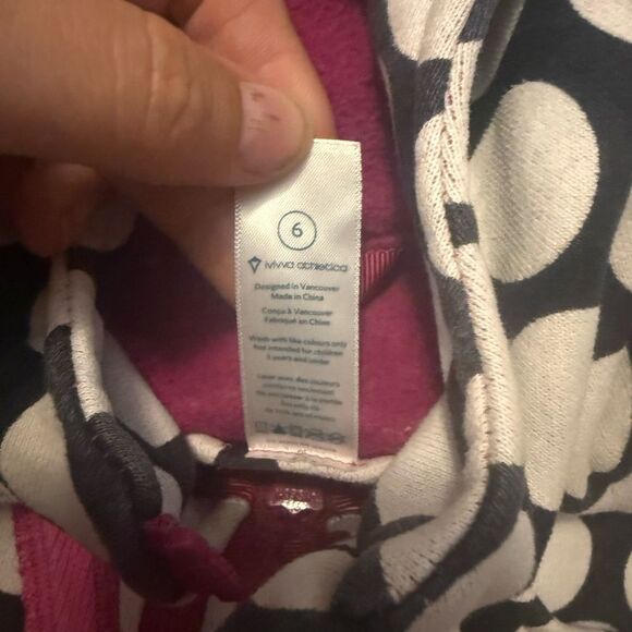 Ivivva Polka Dot and Pink Zip Up Hoodie Jacket Sz 6 - Picture 5 of 5